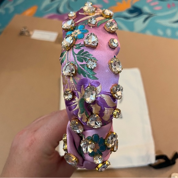 La Bella Purple Silk Embellished Headband - Picture 7 of 16